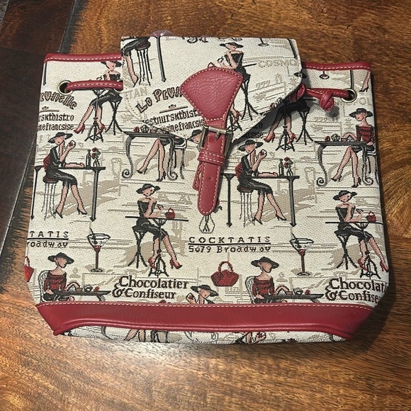 Signare Tapestry Cocktails & chocolate Design Backpack Handbag NWTs - Picture 1 of 8